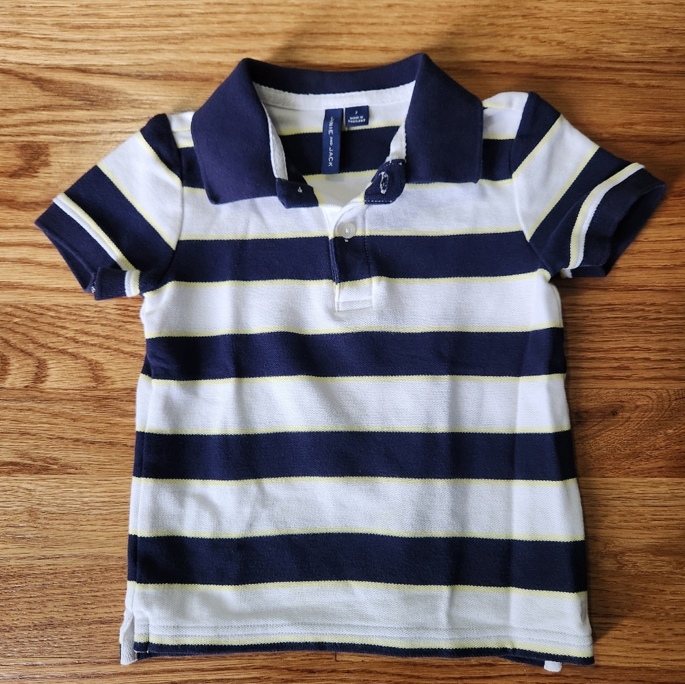 Navy and White Striped Kids Polo Shirt